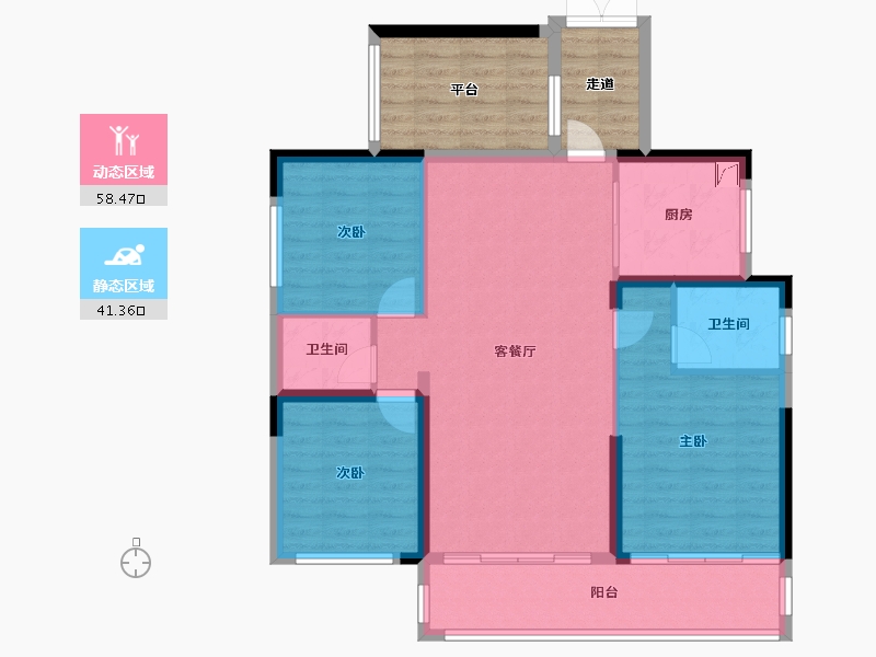 湖南省-湘潭市-步步高新天地-103.44-户型库-动静分区