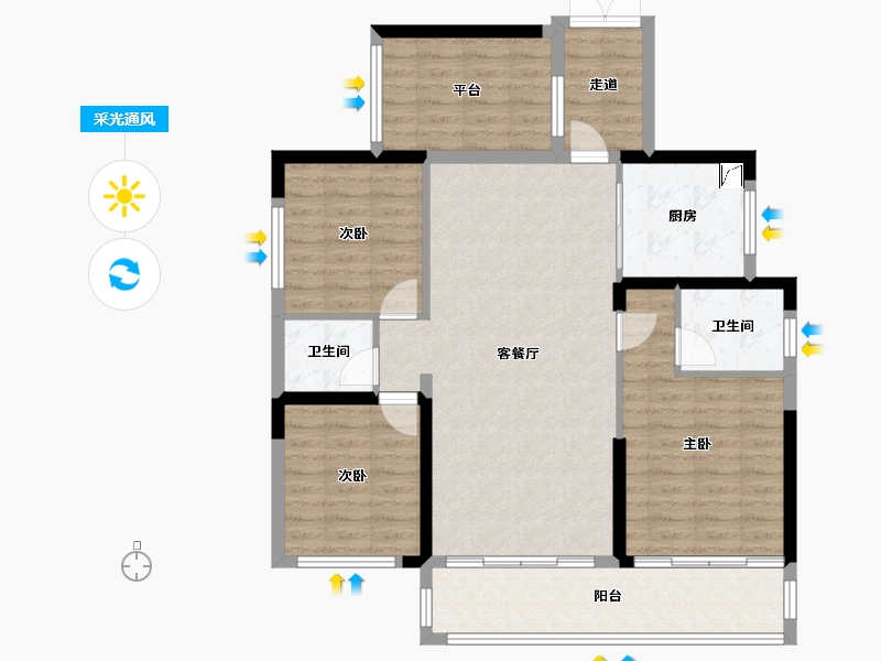 湖南省-湘潭市-步步高新天地-103.44-户型库-采光通风