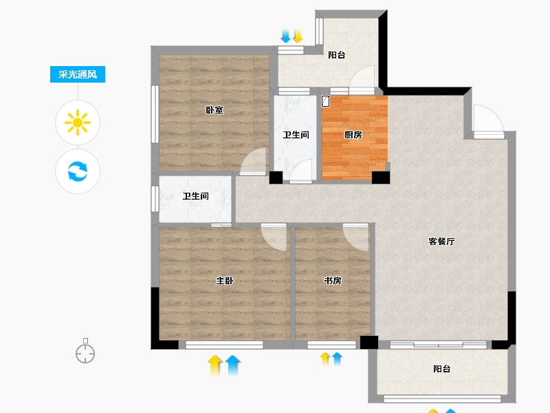 广西壮族自治区-贺州市-龙山苑-90.03-户型库-采光通风