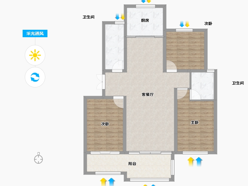 山东省-威海市-天亿城-105.00-户型库-采光通风