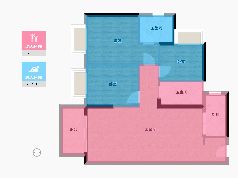 广东省-惠州市-海伦堡玖悦府-77.93-户型库-动静分区