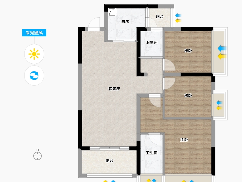 湖南省-湘潭市-东旭鸿基楚天府-82.19-户型库-采光通风