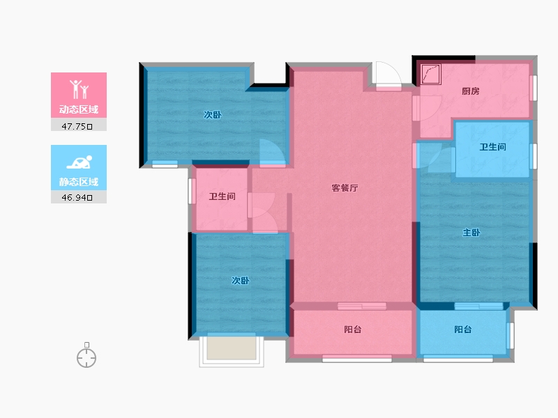 湖南省-长沙市-春和景园-83.68-户型库-动静分区