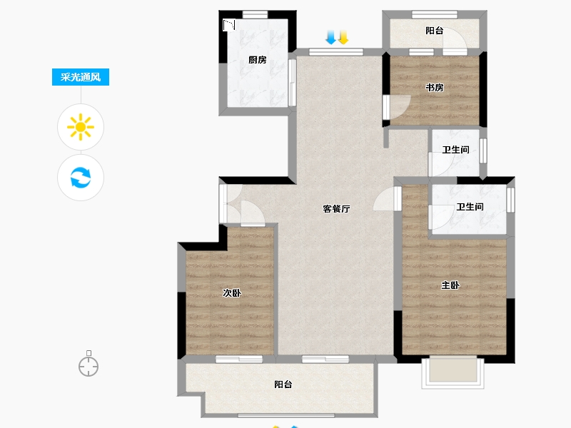 安徽省-安庆市-逸龙府-92.75-户型库-采光通风