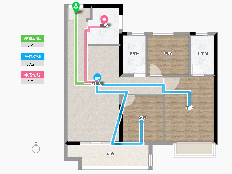 湖南省-长沙市-美的国宾府-82.29-户型库-动静线