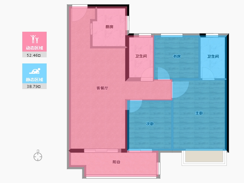 湖南省-长沙市-美的国宾府-82.29-户型库-动静分区