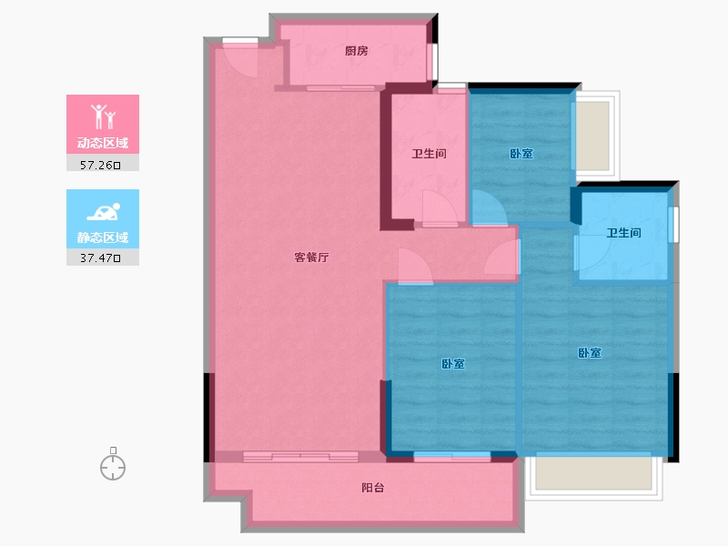 广东省-惠州市-海伦堡玖悦府-85.58-户型库-动静分区