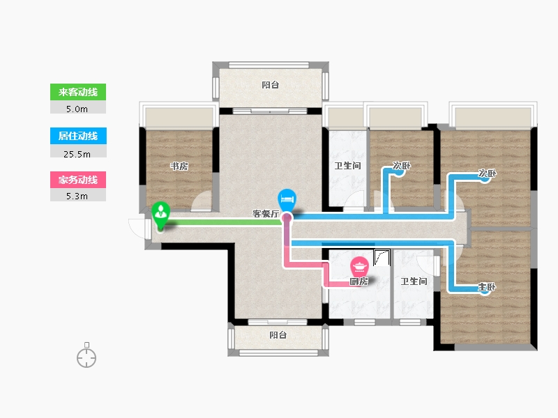 湖南省-湘潭市-东旭鸿基楚天府-106.58-户型库-动静线