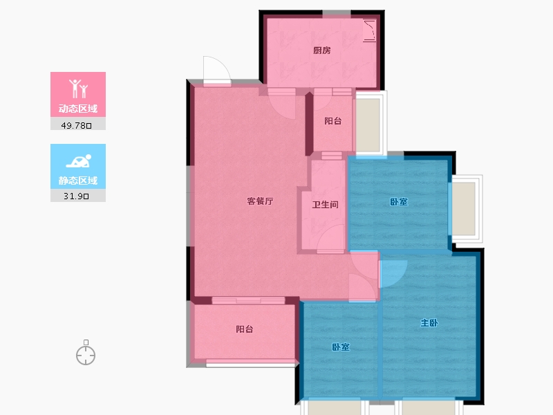 广东省-广州市-恒大鼎湖豪庭-73.00-户型库-动静分区