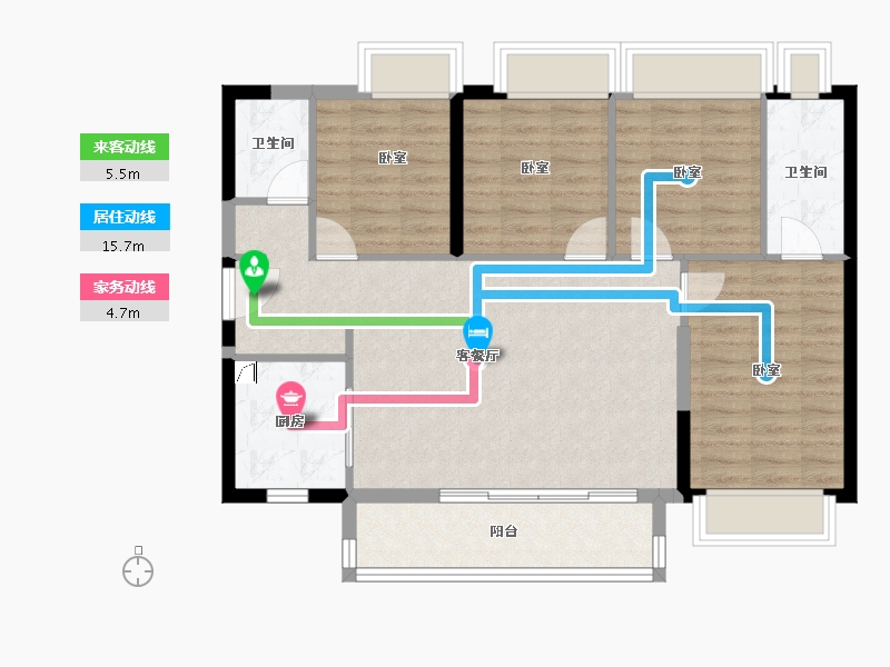 广东省-江门市-鹤山时代天韵-90.70-户型库-动静线