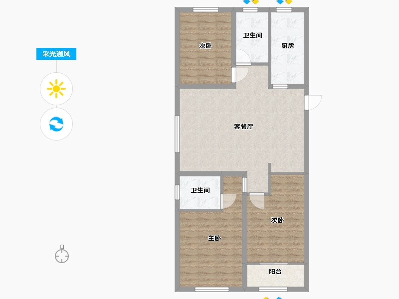 山东省-潍坊市-恒易·紫园-95.20-户型库-采光通风