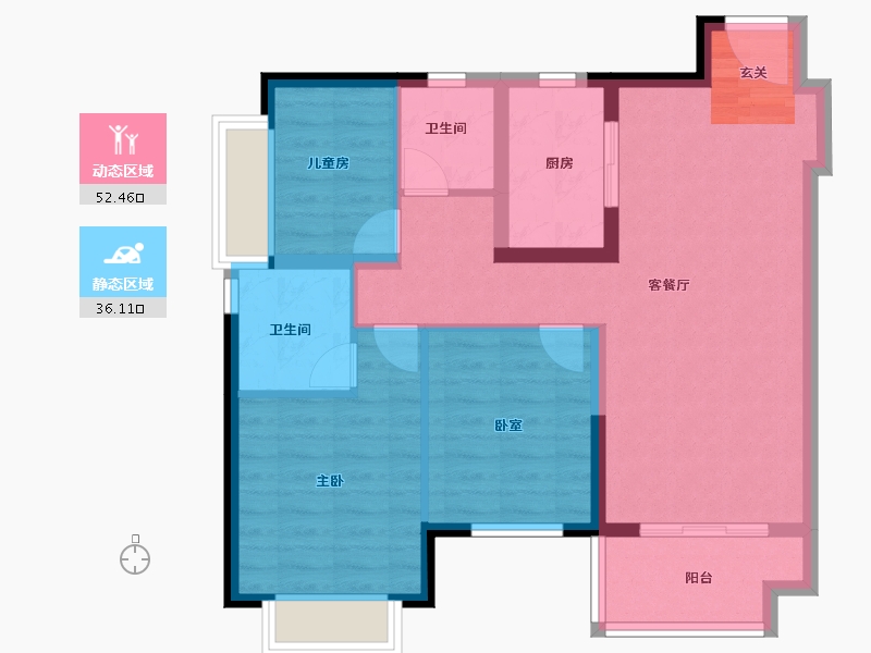 广东省-惠州市-嘉鸿新城博雅府-79.00-户型库-动静分区