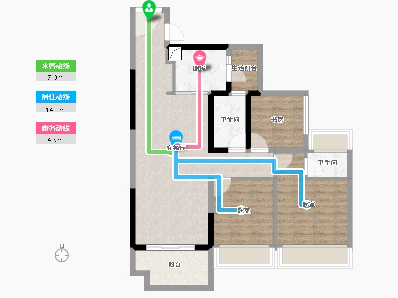 广东省-湛江市-荣基·满芳庭-75.73-户型库-动静线