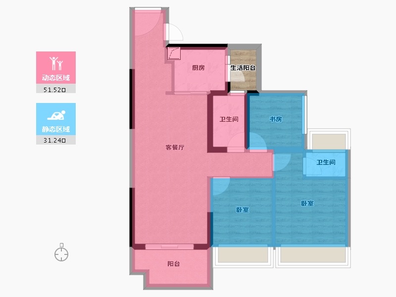 广东省-湛江市-荣基·满芳庭-75.73-户型库-动静分区