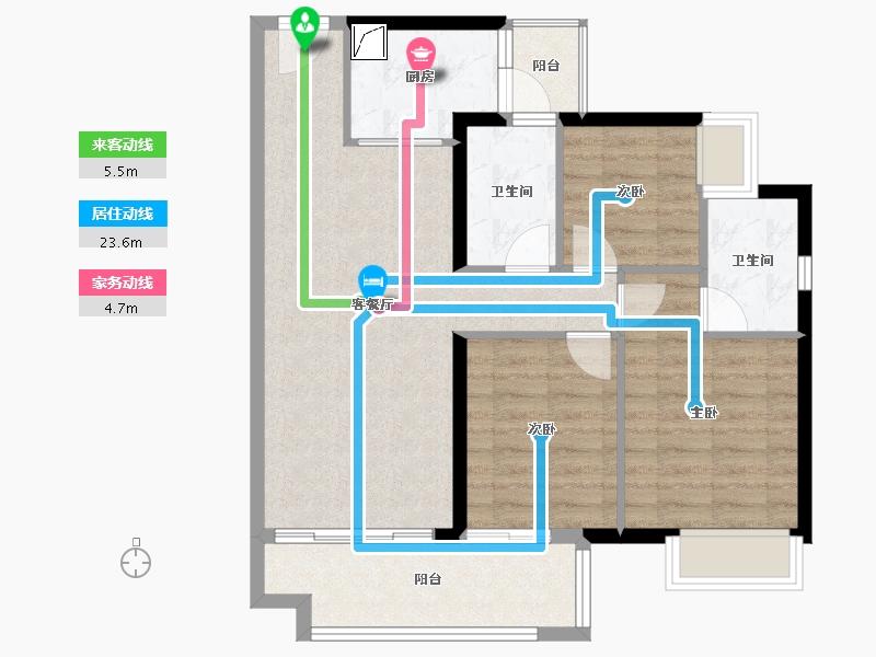 湖南省-长沙市-美的国宾府-79.49-户型库-动静线