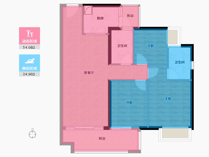 湖南省-长沙市-美的国宾府-79.49-户型库-动静分区