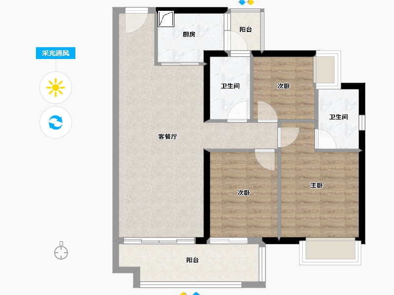 湖南省-长沙市-美的国宾府-79.49-户型库-采光通风