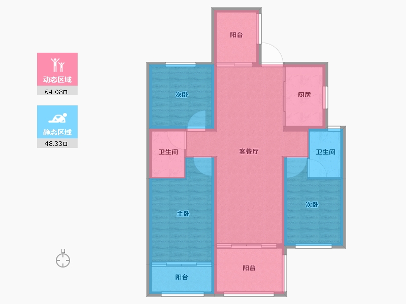 山东省-威海市-恒印石岛壹號-101.44-户型库-动静分区