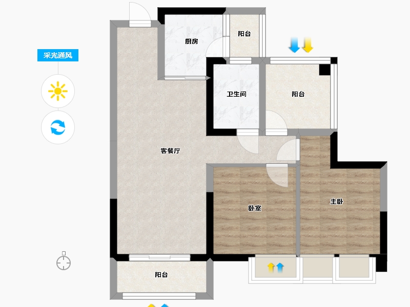 广东省-广州市-珠水豪庭-68.99-户型库-采光通风