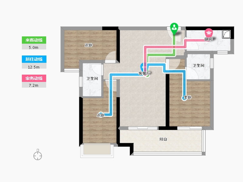 湖南省-长沙市-美的国宾府-84.38-户型库-动静线