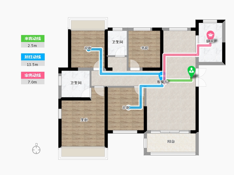 湖南省-湘潭市-长房潭房·时代公馆-98.82-户型库-动静线