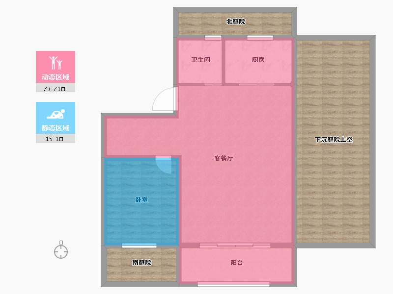 湖南省-长沙市-美的院子-127.09-户型库-动静分区