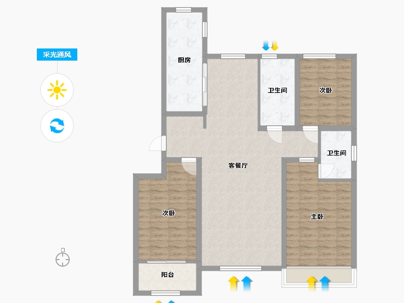 山东省-潍坊市-东方天韵韵和园-110.40-户型库-采光通风