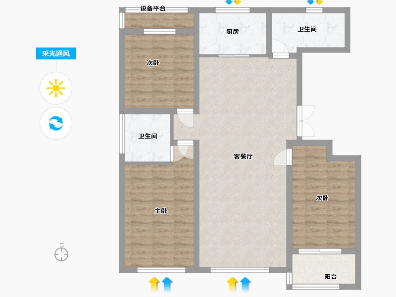 山东省-潍坊市-东方天韵韵和园-99.20-户型库-采光通风