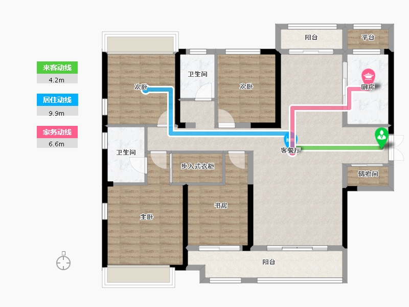 湖南省-湘潭市-长房潭房·时代公馆-129.72-户型库-动静线