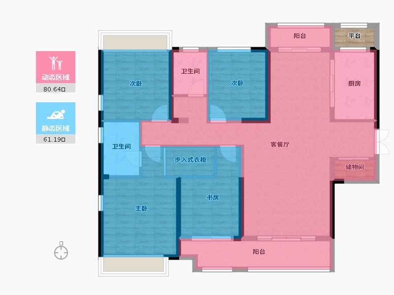 湖南省-湘潭市-长房潭房·时代公馆-129.72-户型库-动静分区