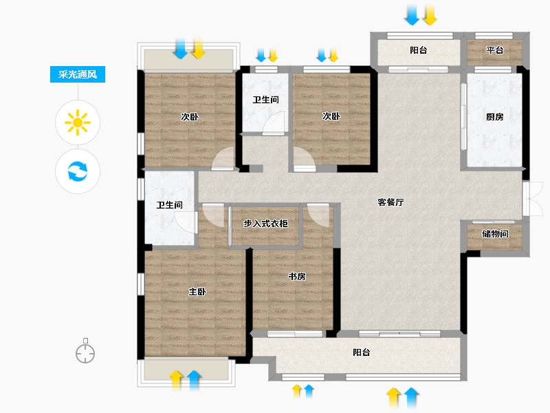 湖南省-湘潭市-长房潭房·时代公馆-129.72-户型库-采光通风