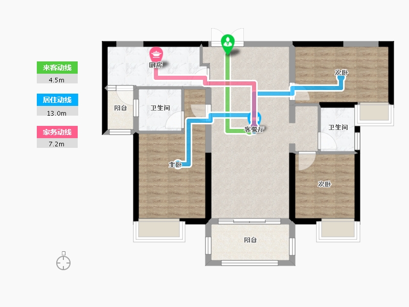 湖南省-湘潭市-长房潭房·时代公馆-89.54-户型库-动静线