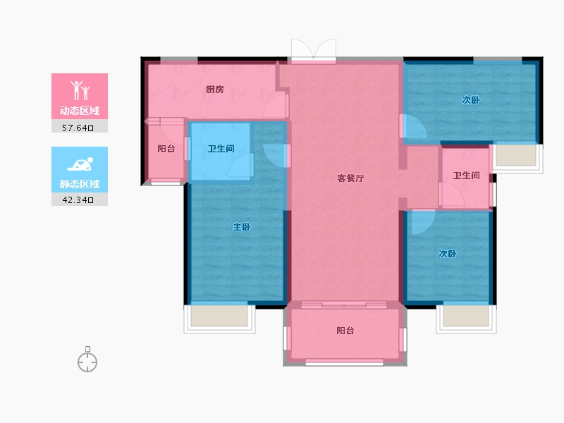 湖南省-湘潭市-长房潭房·时代公馆-89.54-户型库-动静分区