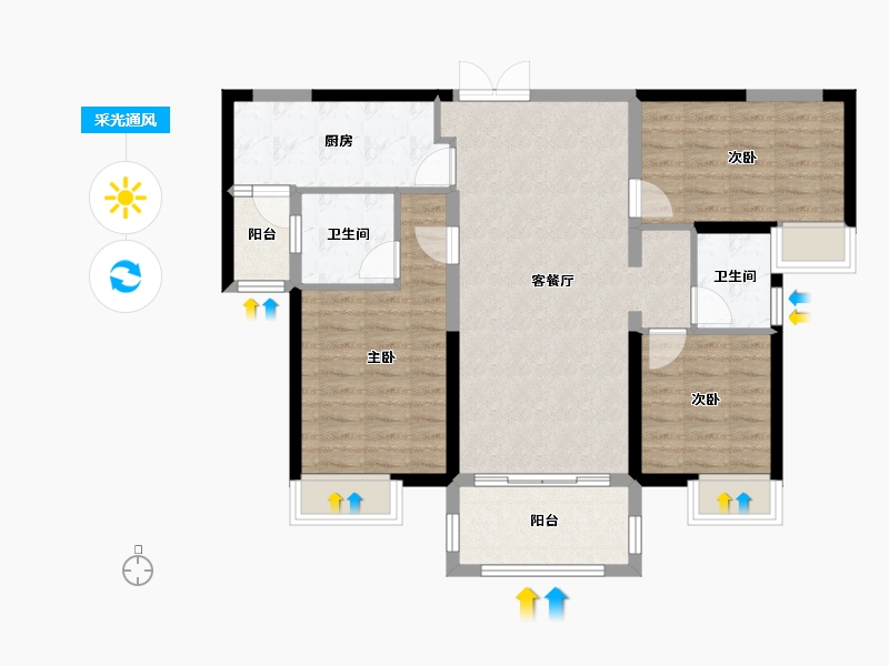 湖南省-湘潭市-长房潭房·时代公馆-89.54-户型库-采光通风