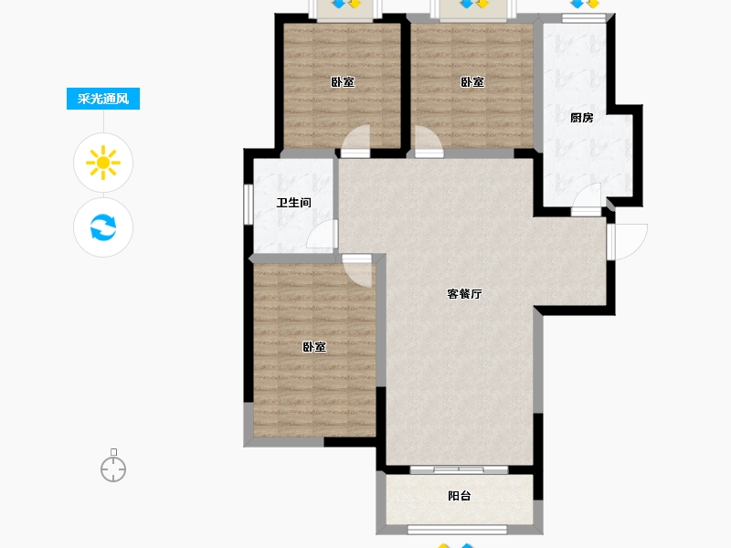 山东省-潍坊市-虞河生活城-106.19-户型库-采光通风