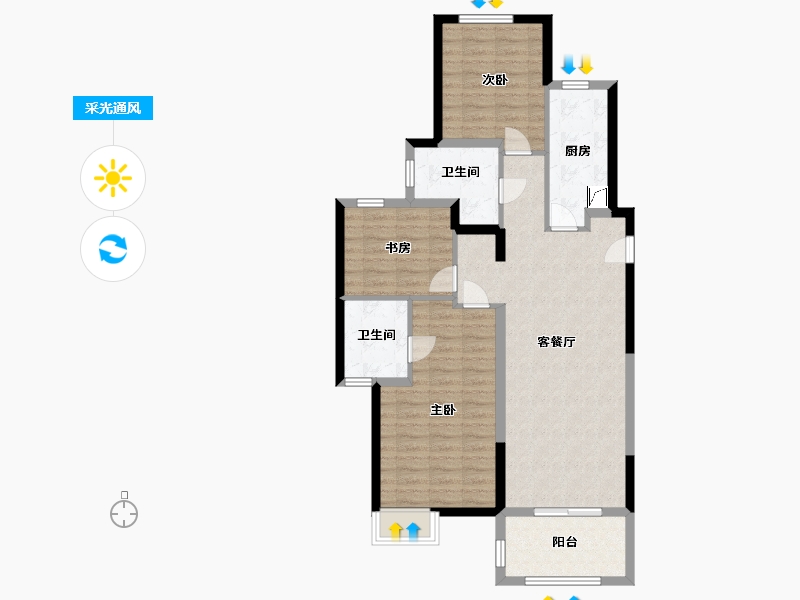 湖南省-长沙市-新力·紫园-92.00-户型库-采光通风