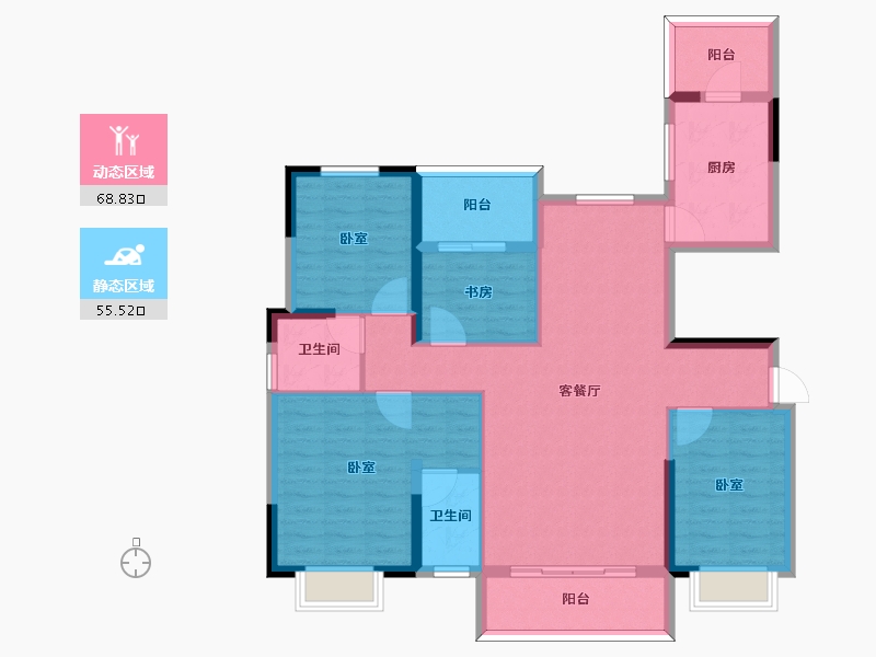 河南省-信阳市-康桥学苑-111.62-户型库-动静分区