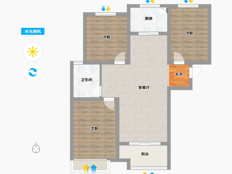 安徽省-阜阳市-天盛·凤凰城-83.38-户型库-采光通风