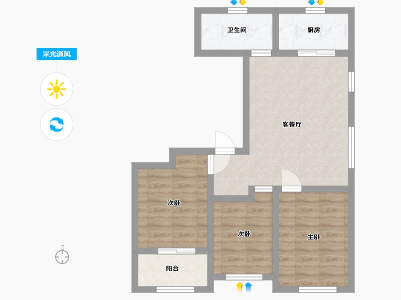 山东省-潍坊市-滨海87号-62.93-户型库-采光通风