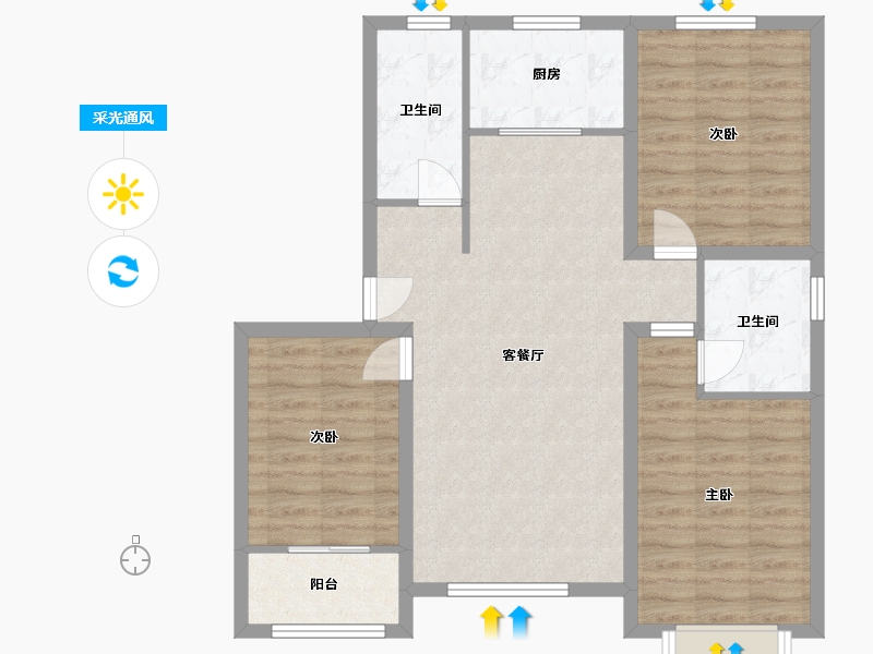 山东省-潍坊市-滨海87号-89.99-户型库-采光通风