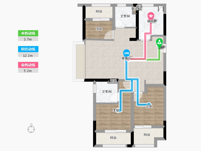 浙江省-宁波市-万科云谷-72.04-户型库-动静线