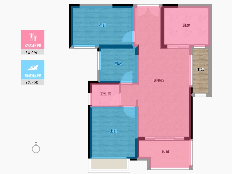 湖南省-湘潭市-长房潭房·时代公馆-74.38-户型库-动静分区