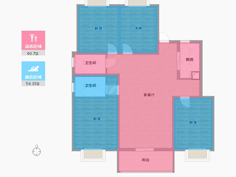 湖南省-株洲市-荣盛华府-107.10-户型库-动静分区