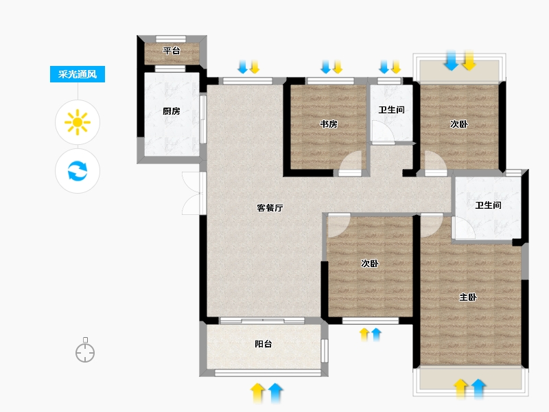 湖南省-湘潭市-长房潭房·时代公馆-102.22-户型库-采光通风