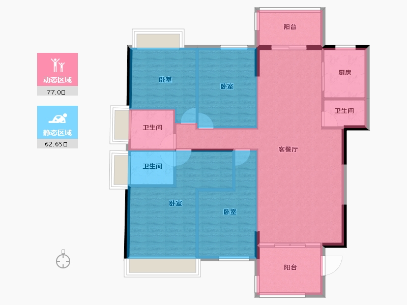 广东省-汕头市-金煌时代雅园-128.00-户型库-动静分区