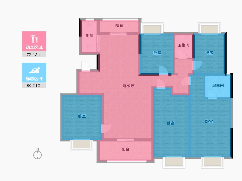 湖南省-株洲市-荣盛华府-136.01-户型库-动静分区