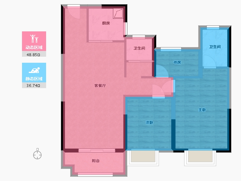 湖南省-长沙市-中梁御府-75.77-户型库-动静分区