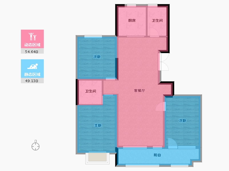 山东省-潍坊市-恒信阳光城-92.67-户型库-动静分区