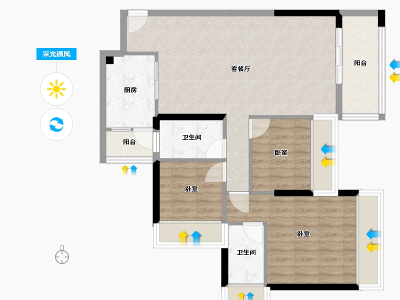 广东省-广州市-海港成天荷1号-79.40-户型库-采光通风