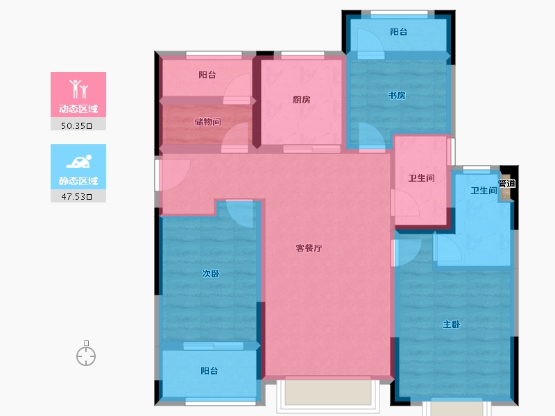 浙江省-宁波市-万科云谷-86.21-户型库-动静分区